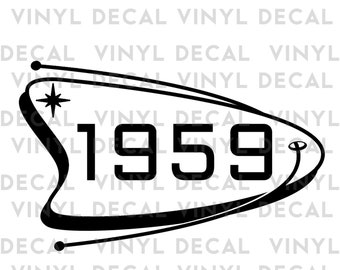 Atomic Corona Starburst DECAL Mailbox Address Numbers Retro Mid Century Vinyl