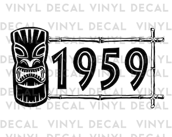 Retro Tiki God Bamboo DECAL Mailbox Address Numbers Retro Mid Century Vinyl