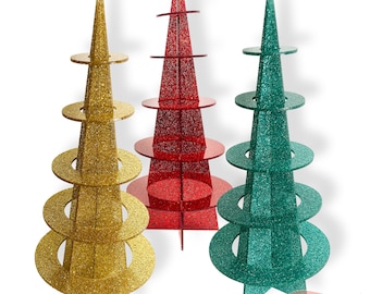 Saturn Atomic 14" Christmas Tree Glitter Mid Century Acrylic Retro Table Decor