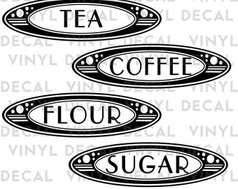 Art Deco Bubbles Kitchen Canister Labels Vintage Inspired Retro DECAL