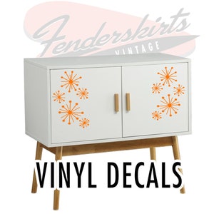Set of 2 Atomic Dandelion Starburst Vinyl DECAL Vintage Inspired Retro Mid Century