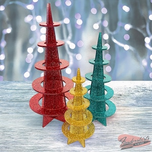 Saturn Atomic Weihnachtsbaum Glitzer 3 Größen Mid Century Acryl Retro Tischdeko