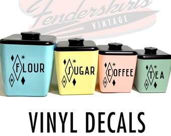 Starlite Diamond Starburst Kitchen Canister Labels Vintage Inspired Retro Mid Century DECAL