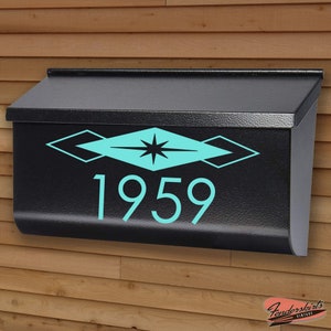 Equinox Diamond Starburst DECAL Mailbox Address Numbers Retro Mid Century Vinyl