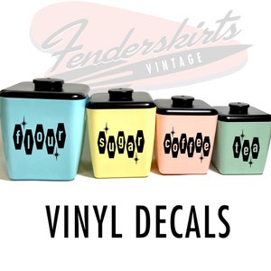 Hex Atomic Starburst Kitchen Canister Labels Retro Mid Century DECAL