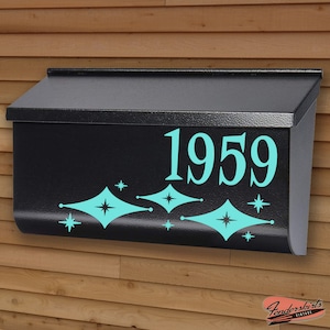 Jubilee Diamond Starburst DECAL Mailbox Address Numbers Retro Mid Century Vinyl