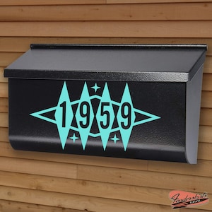 Astro Atomic Diamond DECAL Mailbox Address Numbers Retro Mid Century Vinyl