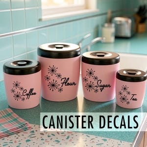Atomic Dandelion Kitchen Canister DECALS Labels Vintage Retro Mid Century