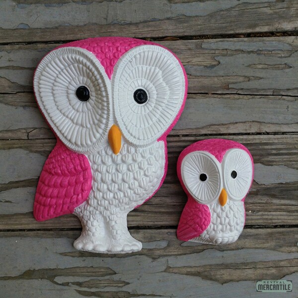 Vintage 1970s Wise Pair Owls Wall Plaques Dorm Home Decor Revamp Redo Upcycle