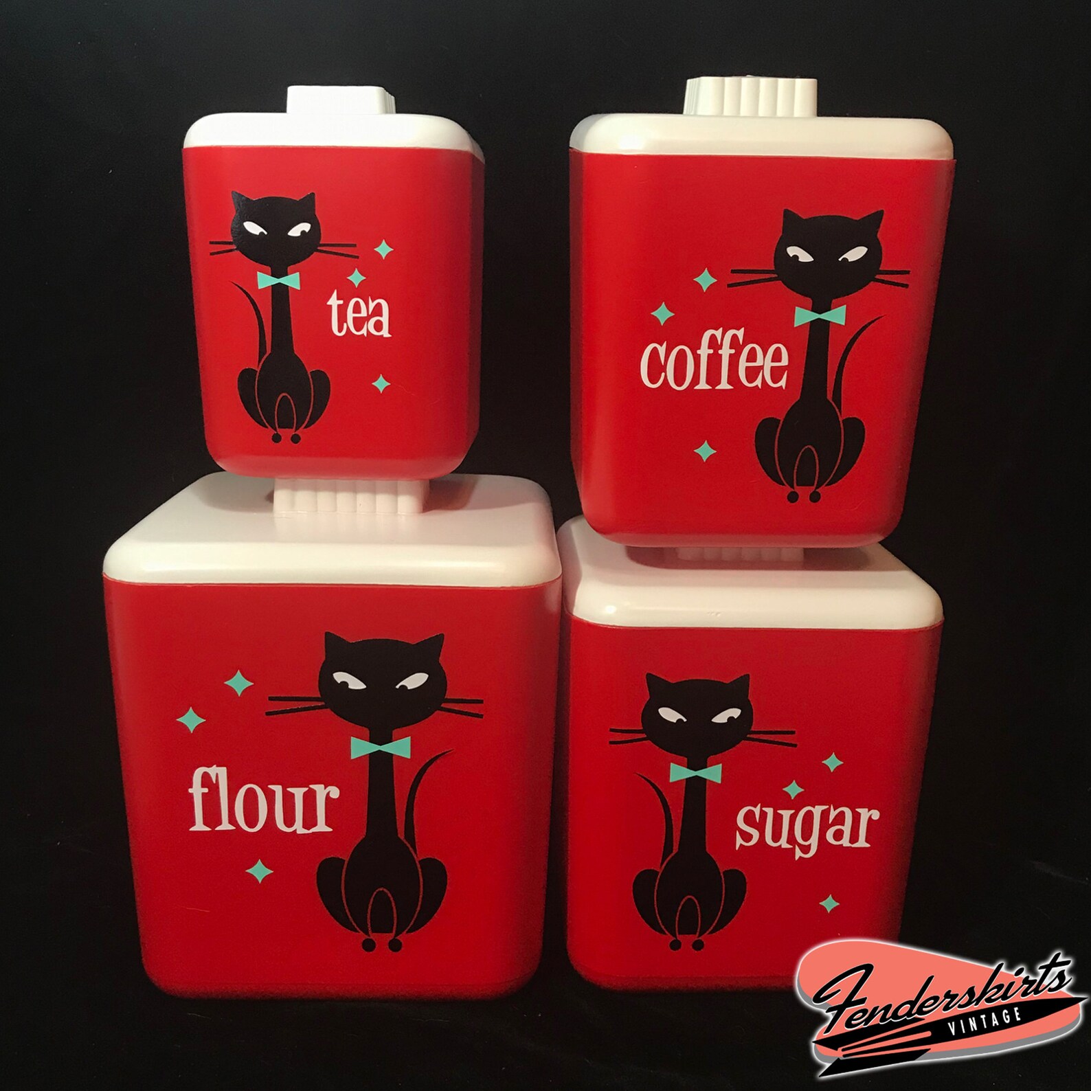 Slim Kitty Cat Atomic Kitchen Canister Vintage Inspired Retro Etsy
