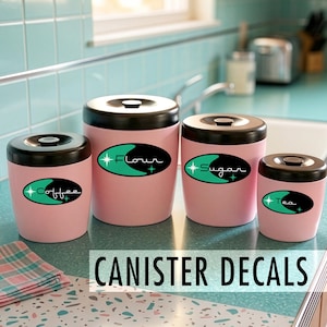 Adesivos UV para potes de cozinha Quasar Boomerang Starburst, estilo retrô meados do século