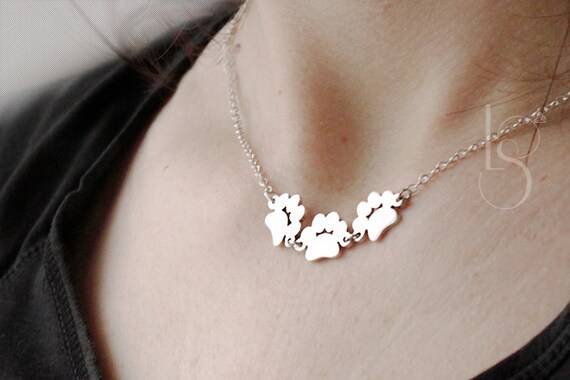 Plata collar cadena patas huellas de perro saudíes animal Gato Perro regalo