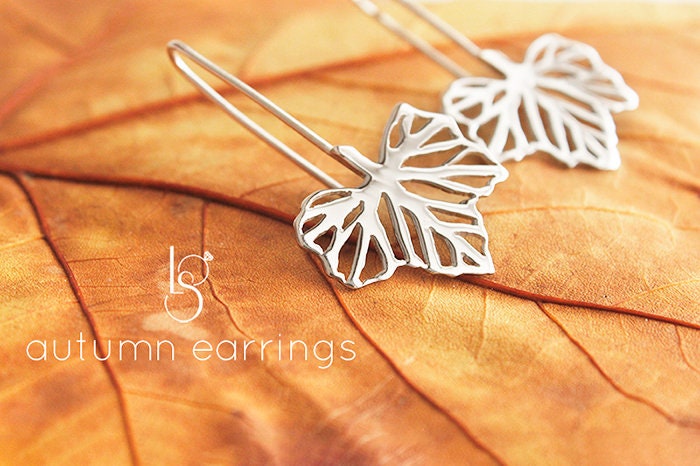 Silver Autumn Earrings. Leaf Earrings. Maple Earrings. Nature - Etsy
