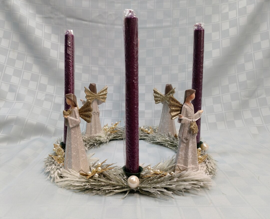 Advent Wreath Candle Holder Christmas Centerpiece Gold Etsy