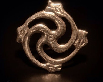 BROCHE DE SERPIENTE DE HIERBA, broche de plata de ley, edad vikinga, réplica, histórico, amuleto