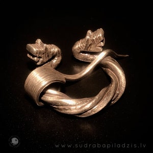 SILVER PENANNULAR FIBULA with dragon heads ends, replica Viking age