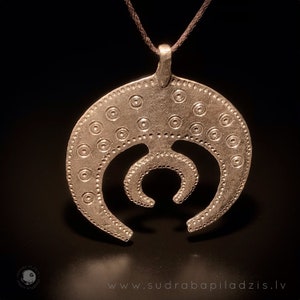 THE DOUBLE LUNULA, silver moon, large pendant - amulet, replica, Viking age
