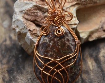Wire Wrapped Bloodstone Pendant