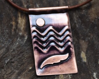 Unique patinaed Copper  Pendant