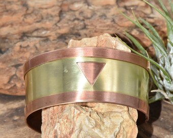 Folded Copper and Brass Cuff