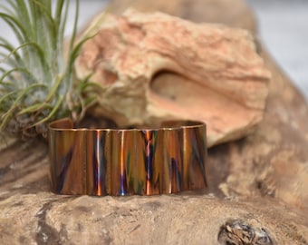 Fire Painted Folded Copper Cuff