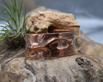 Hammered copper pipe Cuff