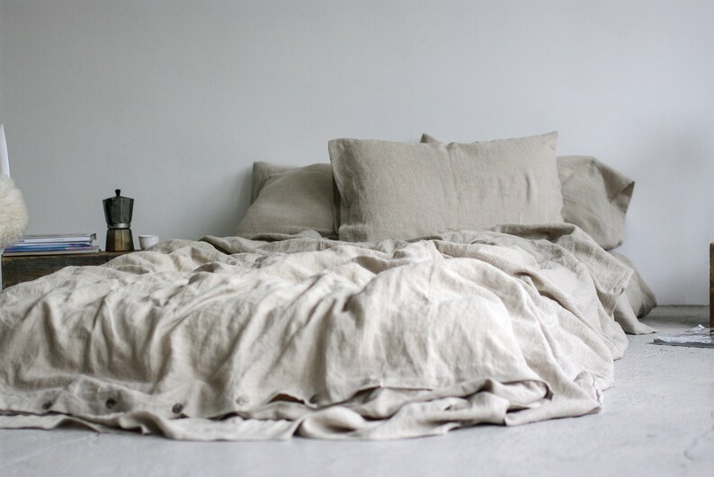Linen Bedding Set Soft Bed Duvet Cover Natural