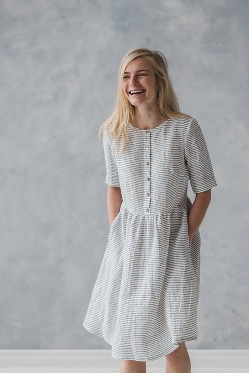 striped linen sundress