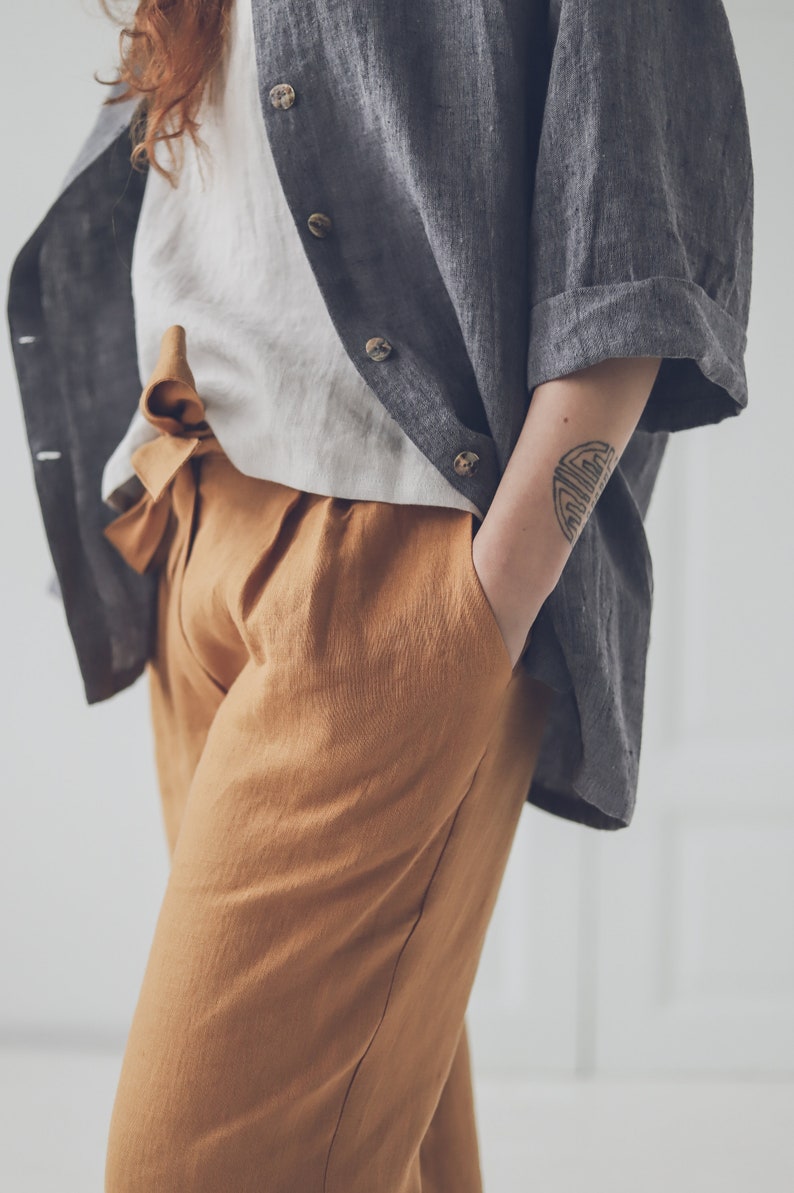 Classic Washed Women Linen Trousers NICE Linen Pants Loose Fit Linen Pants for Women