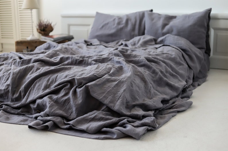 Linen Duvet Cover Organic Linen Duvet Cover Neutral Gray In Etsy