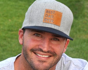 Best Dad Ever Snapback | Gray | Flat Bill Matching "Daddy and Me" Comfortable Baseball Cap | Adult | Hat for Dad | Men's Hats
