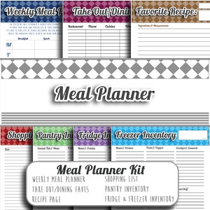 Meal Planning - Kitchen Organization - Diet ideas - Meal Management - Digital Download - Meal Planner Kit blanks non dated