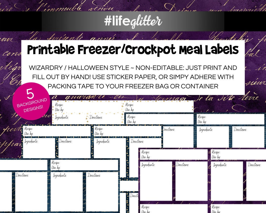 Freezer Bag Labels Printable Labels Crockpot Cooking Recipe Label