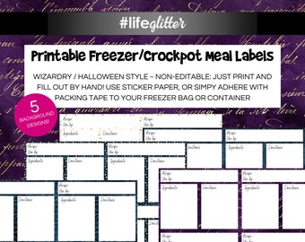 Freezer Bag Labels - Printable Labels - Crockpot Cooking Recipe Label - Organization Supplies - Storage Supplies - Digital Downloaded Labels