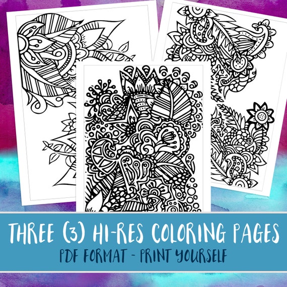 Floral Doodle Coloring Page PDF Zen Coloring Printable | Etsy