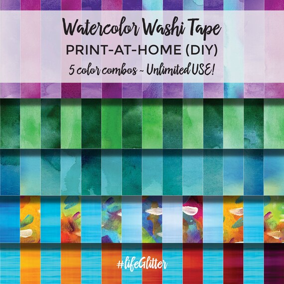 Watercolor Washi Tape Digital Download Printable Washi Tape Etsy