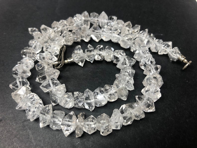 16\u201d 11-13 MM Double Terminated Herkimer Diamond Quartz Beads Pakistan HE1515