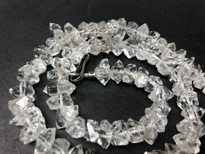 16\u201d 11-13 MM Double Terminated Herkimer Diamond Quartz Beads Pakistan HE1515