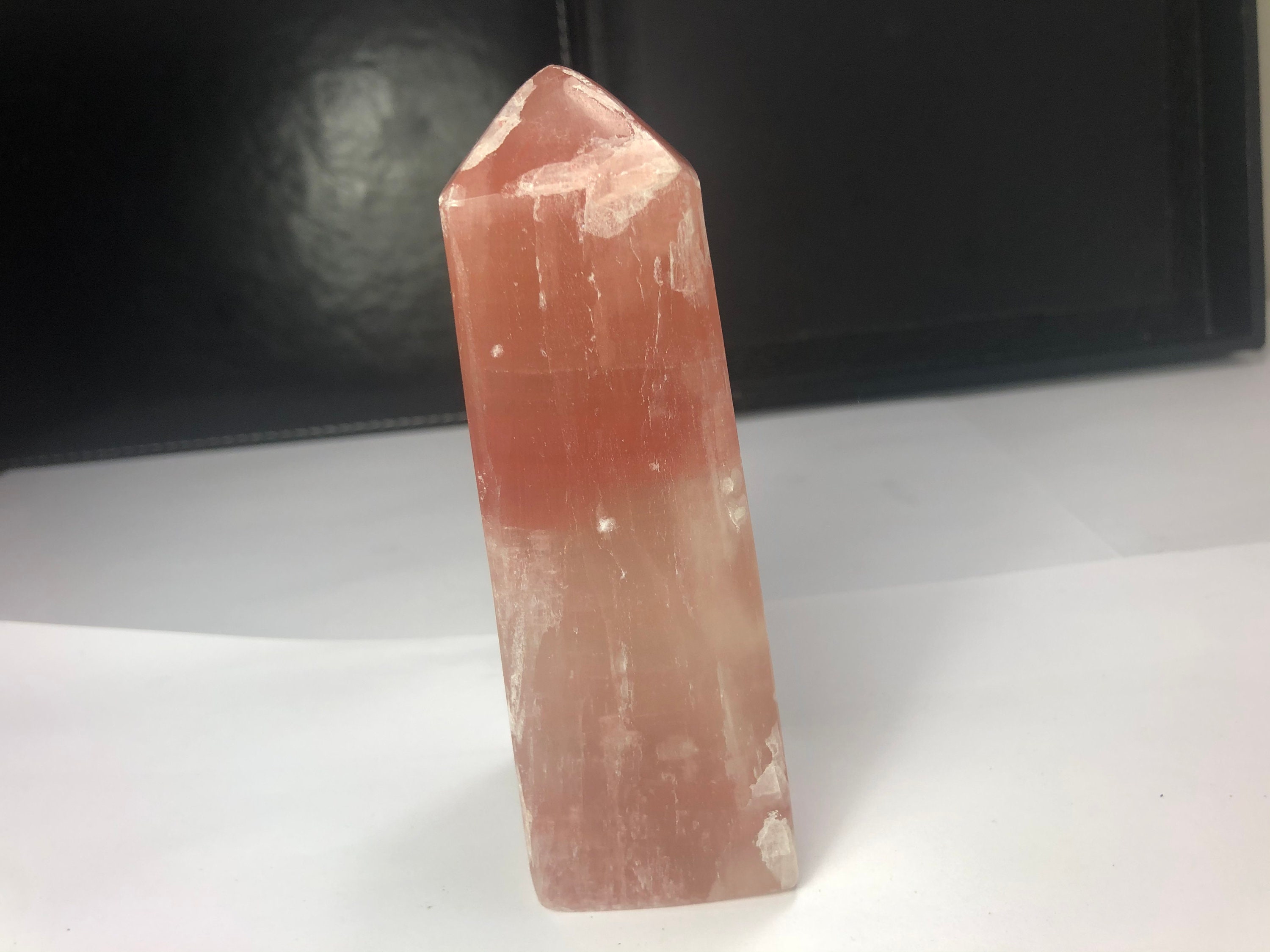 425 Grammes Top Grade Strawberry Calcite Crystal Tower Pakistan