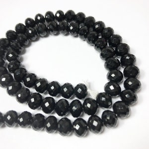 Sale 16”Natural Gem quality Faceted Black Tourmaline beads string