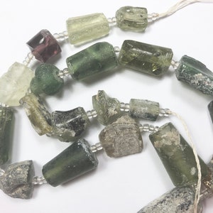 Stunning Genuine Ancient Multicolor Roman Glass Fragment beads 1000-1500 years old R265