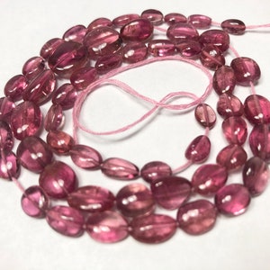 16” 80CT Rare Gem Quality Open smooth Pink Rubellite Tourmaline Tumble shaped beads Afghanistan T1504