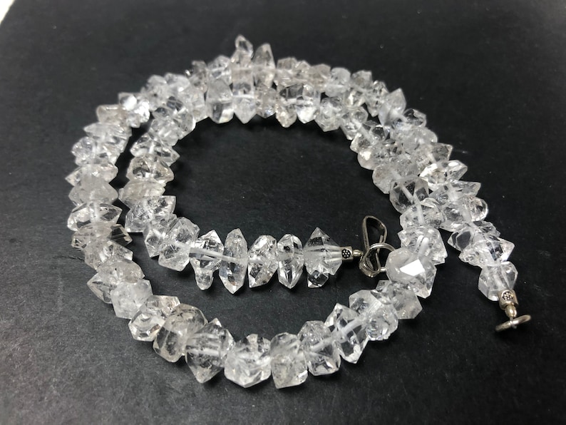 16\u201d 11-13 MM Double Terminated Herkimer Diamond Quartz Beads Pakistan HE1515