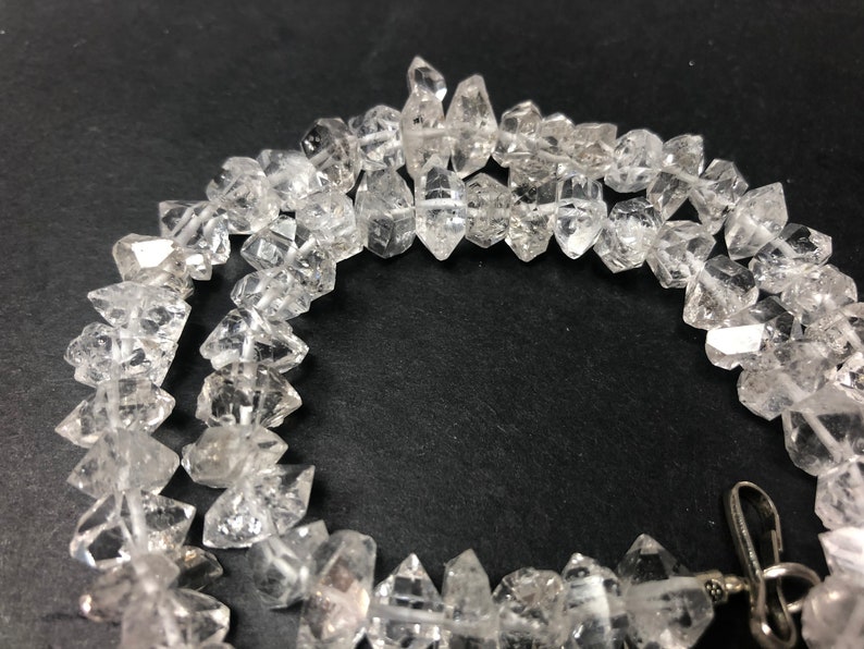 16\u201d 11-13 MM Double Terminated Herkimer Diamond Quartz Beads Pakistan HE1515