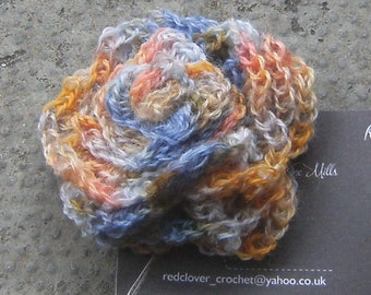 Crochet Cabbage Rose Pin Back Brooch