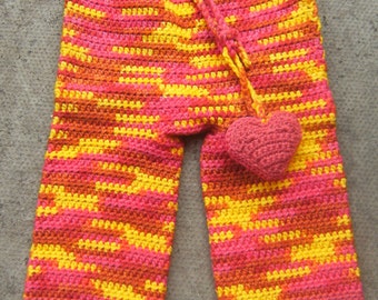 Crochet Wool Longies for Cloth Nappies - Rhubarb & Custard