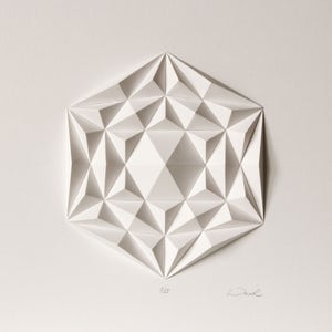 Sopra letto esagonale triangolo Mini scultura Origami parete decorazione astratta - carta geometrica mosaico rilievo da salotto - Bright White