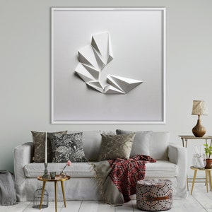 ABSTRACT WALL SCULPTURE Single Piece Living room art Wall Hanging Home Office First Wedding Anniversary White Modern Kubo Novak Pleat3w image 2