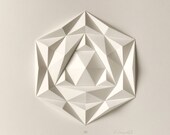 Wall Sculpture-3D Wall Art-Origami-White Paper Relief Hanging-Gift for Architect-Modern Minimalist Mosaic-Abstract Concrete-Icosa3M1
