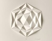 Icosa3M2 White Wall Art Folded Paper Crystal Mosaic Relief Modern Geometric Abstract Sculpture Created by Kubo Novak